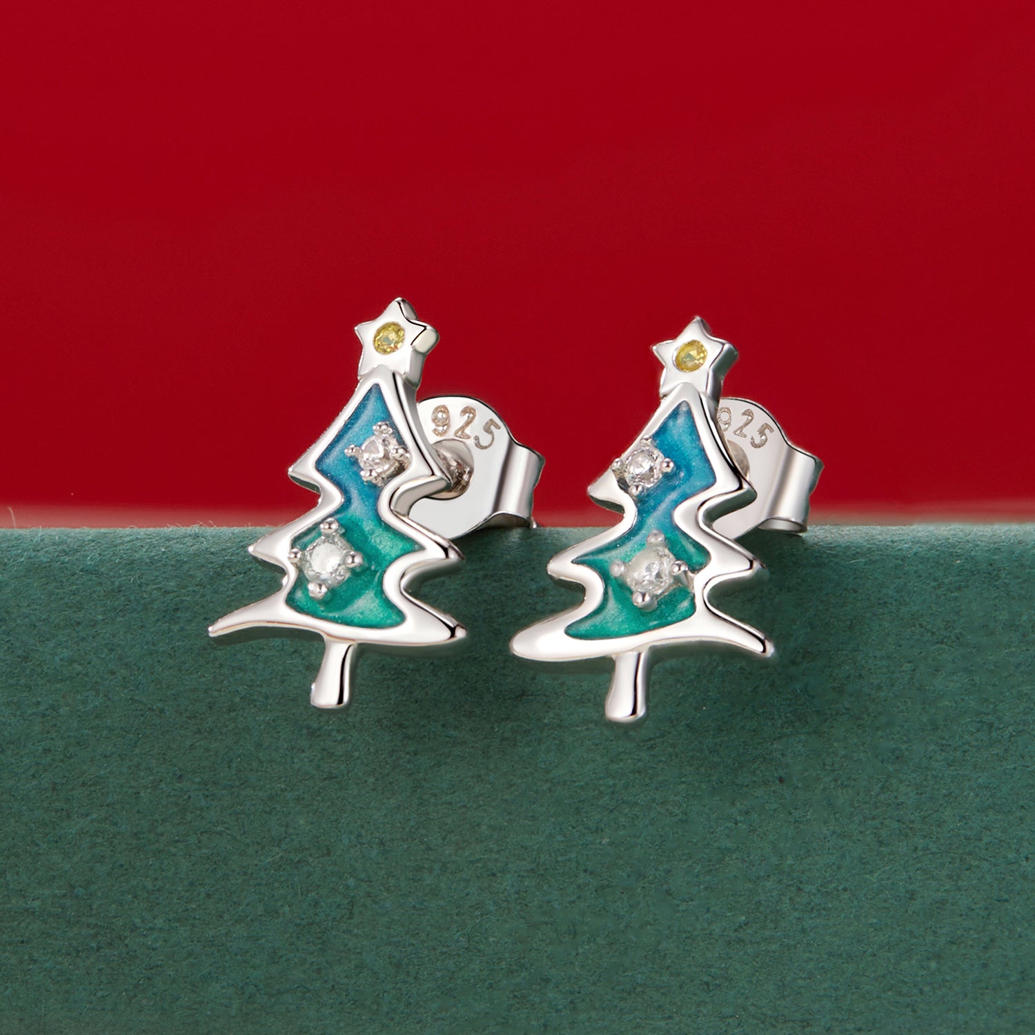 “Colorful Crystal Tree” 925 Silver Earrings