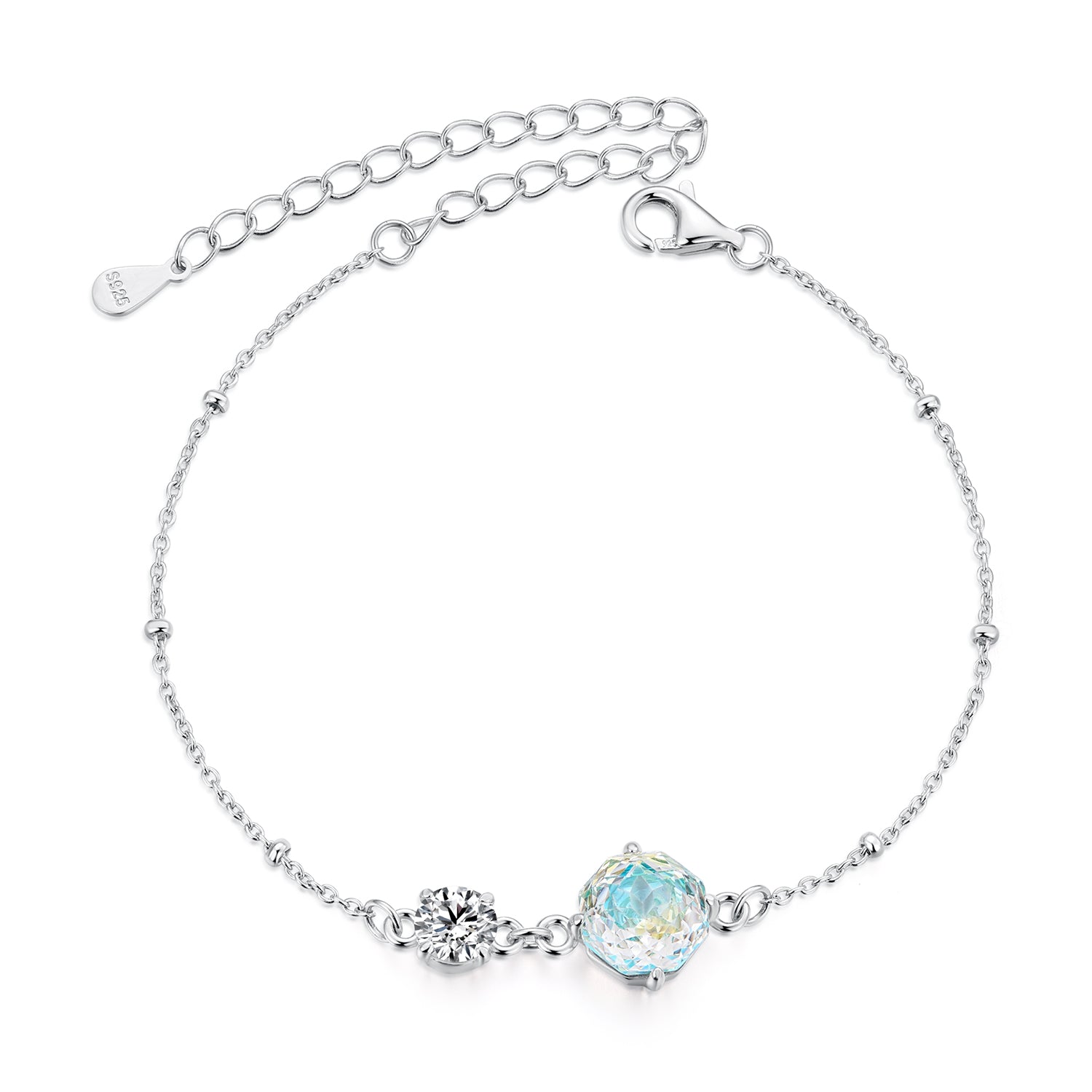 925 Sterling Silver Round Stone Bracelet