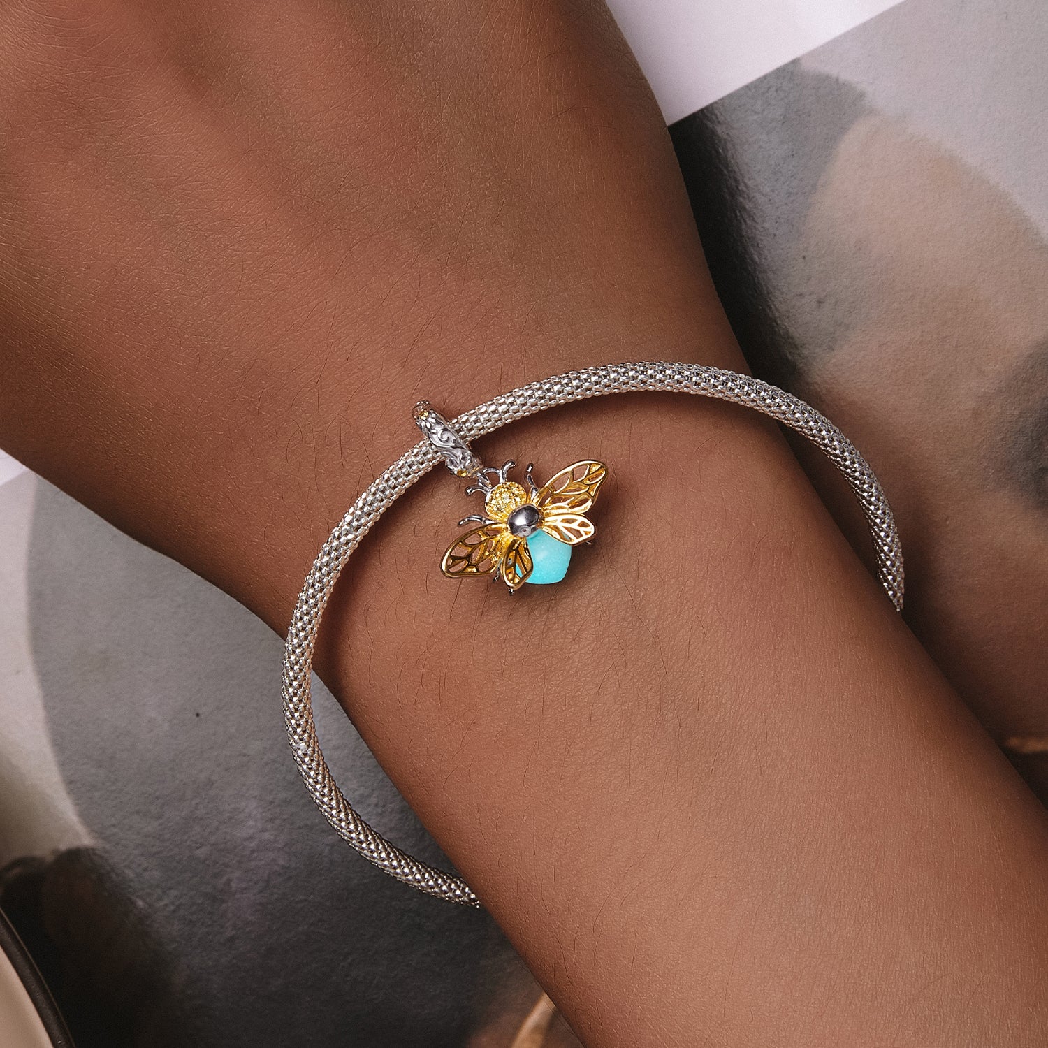 Glow Bee 925 Silver Bracelet Charm