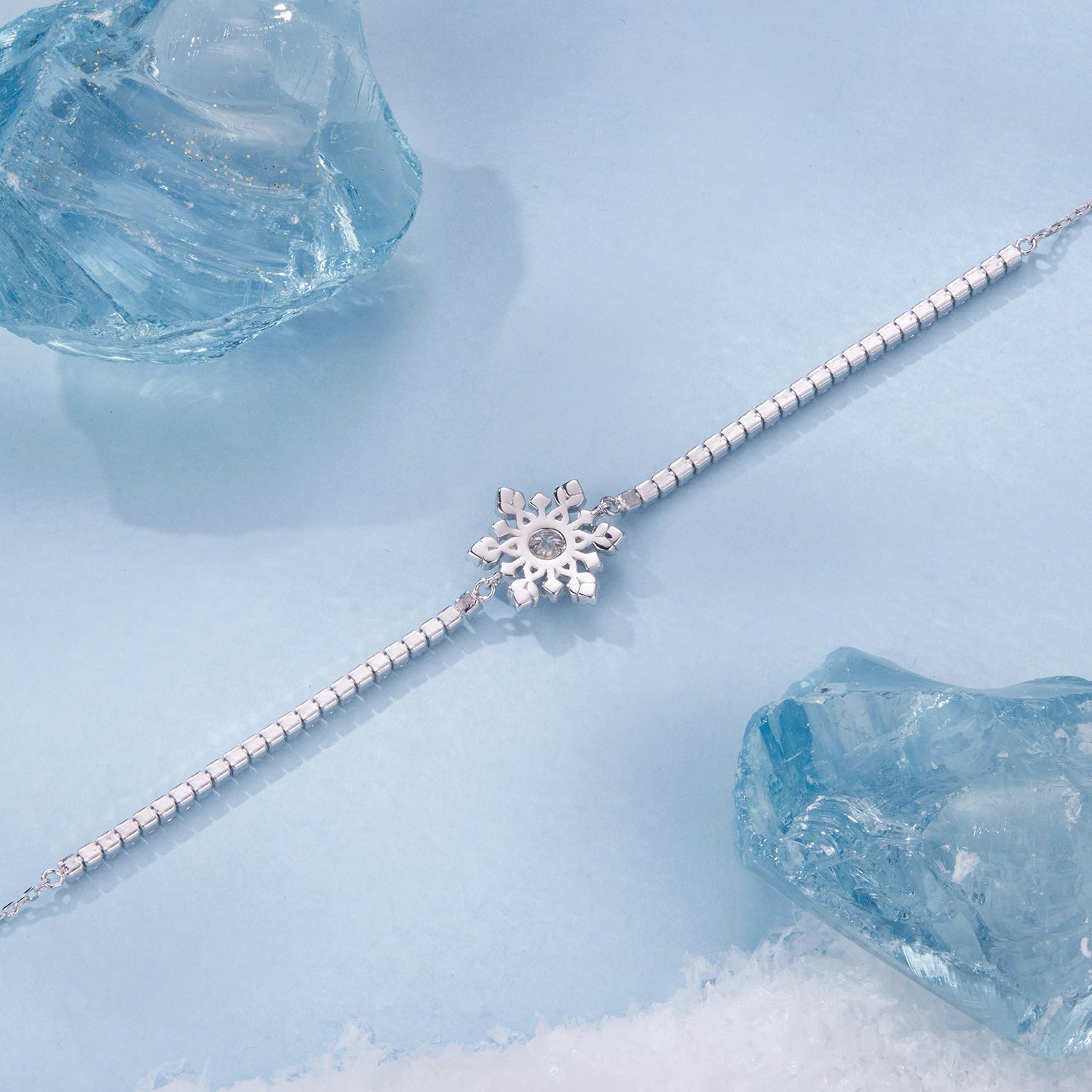 Silver bracelet with a flower design encrusted with stones – 925 silver