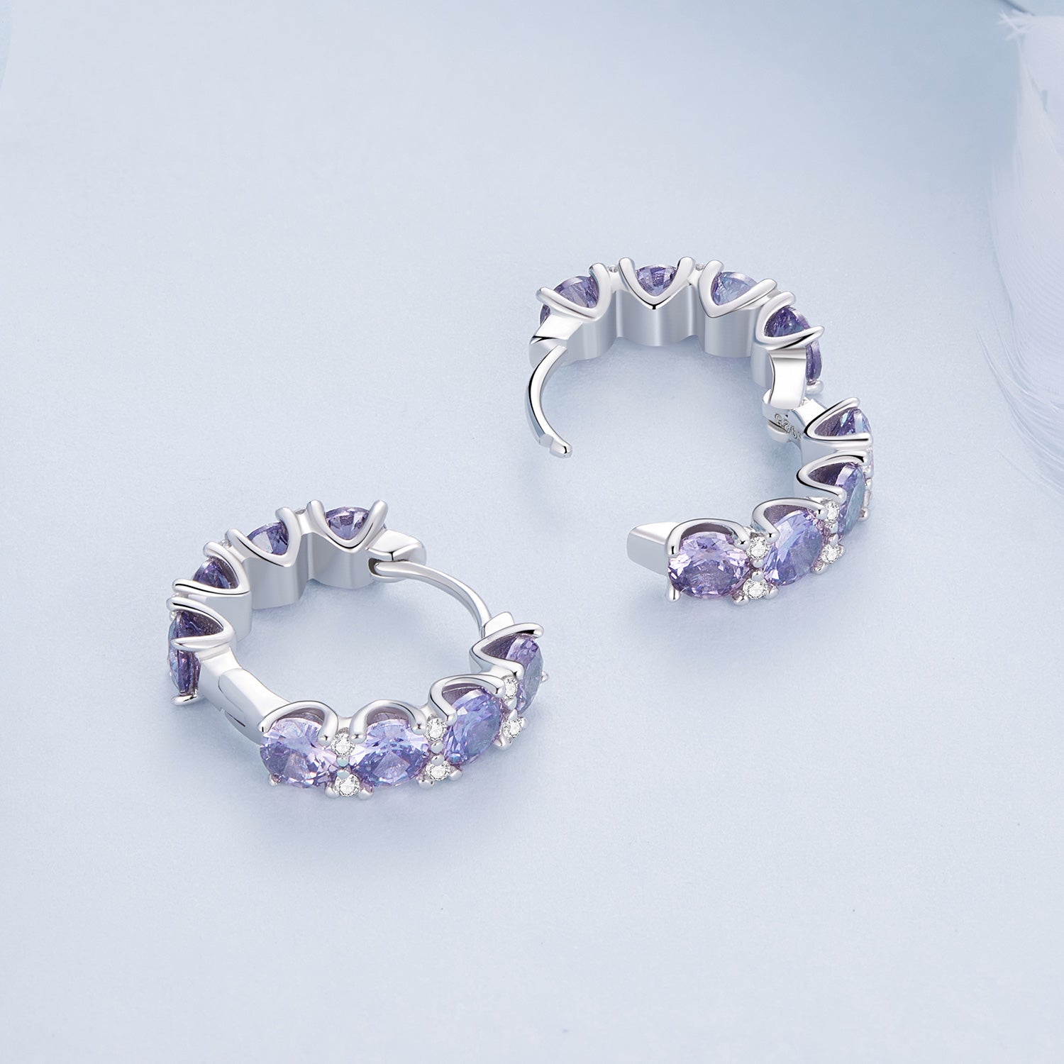 "Purple Glow" 925 Silver Earrings 