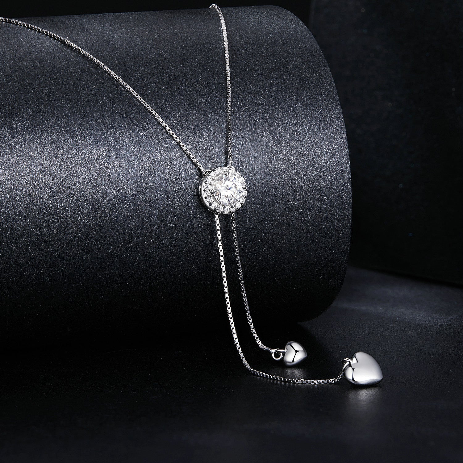 Moissanite Drop Heart 925 Silver Necklace