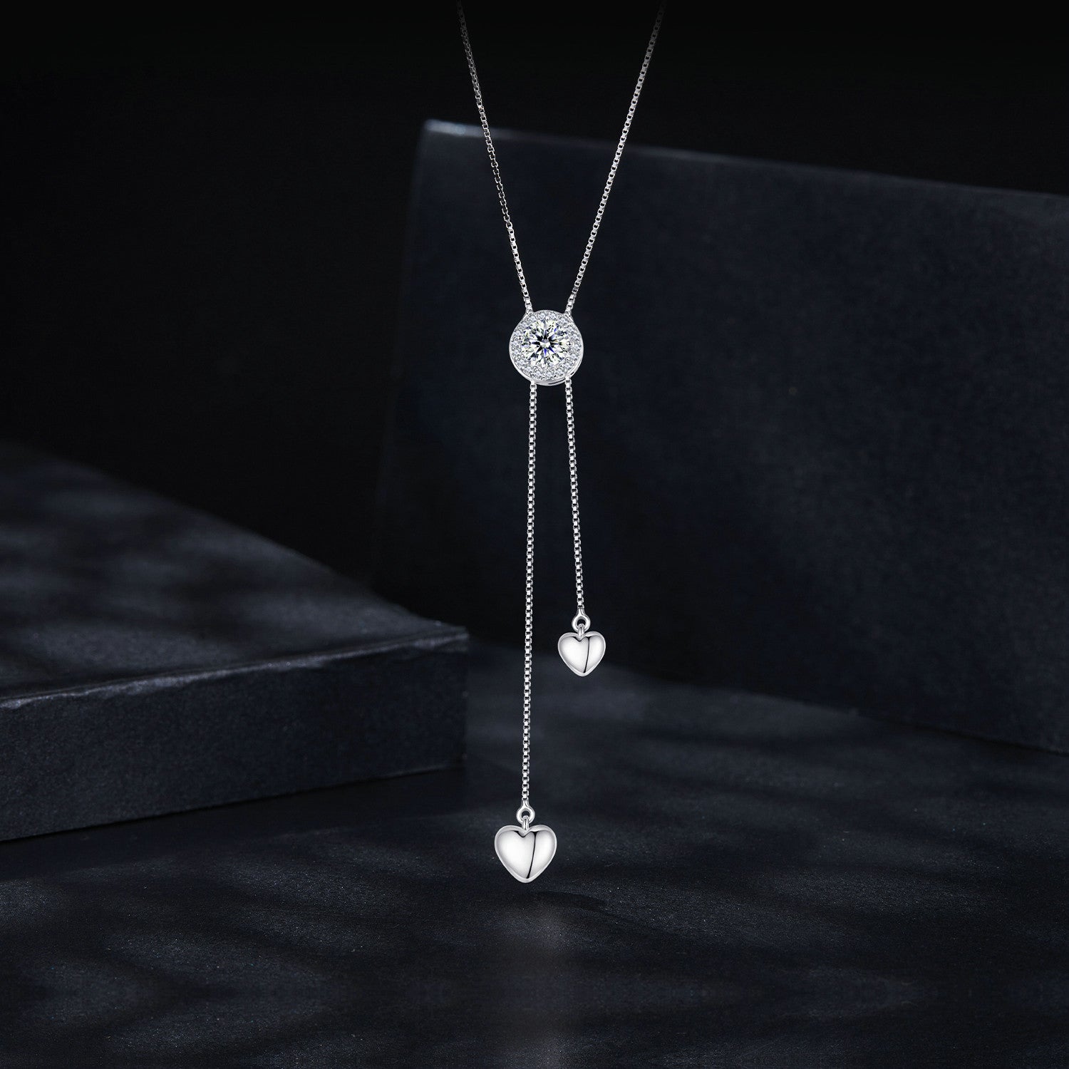 Moissanite Drop Heart 925 Silver Necklace