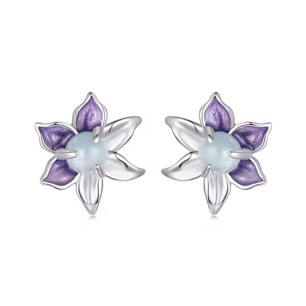 Purple Flower 925 Silver Earring