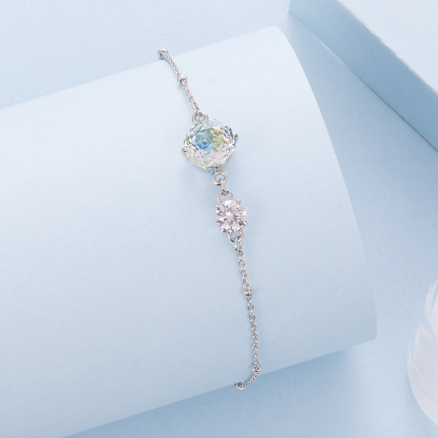 925 Sterling Silver Round Stone Bracelet