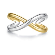 Elegant two-tone infinity ring, 925 silver
