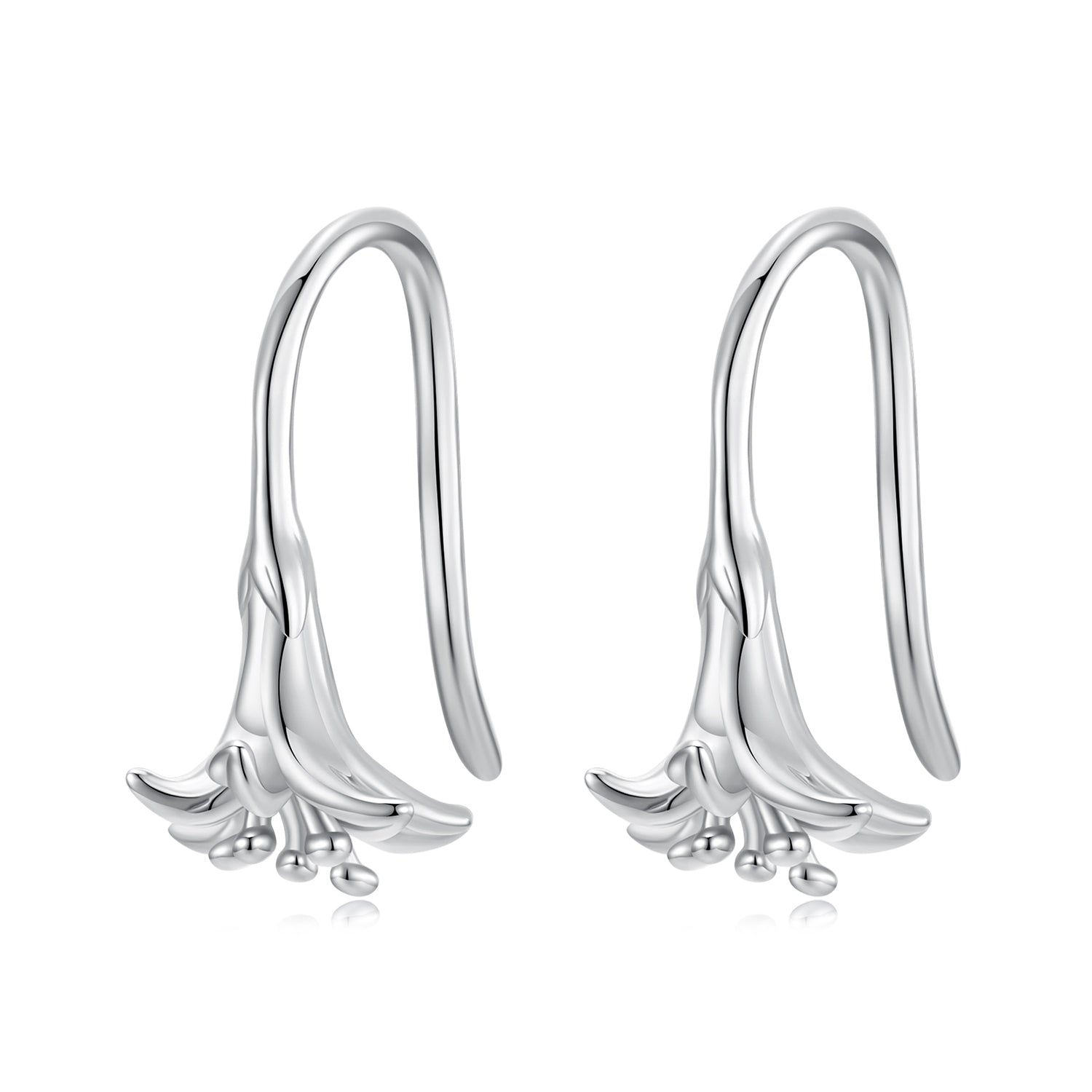 925 Silver Lily Flower Hook Earrings