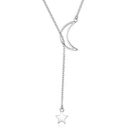 Moon and Star 925 Silver Necklace