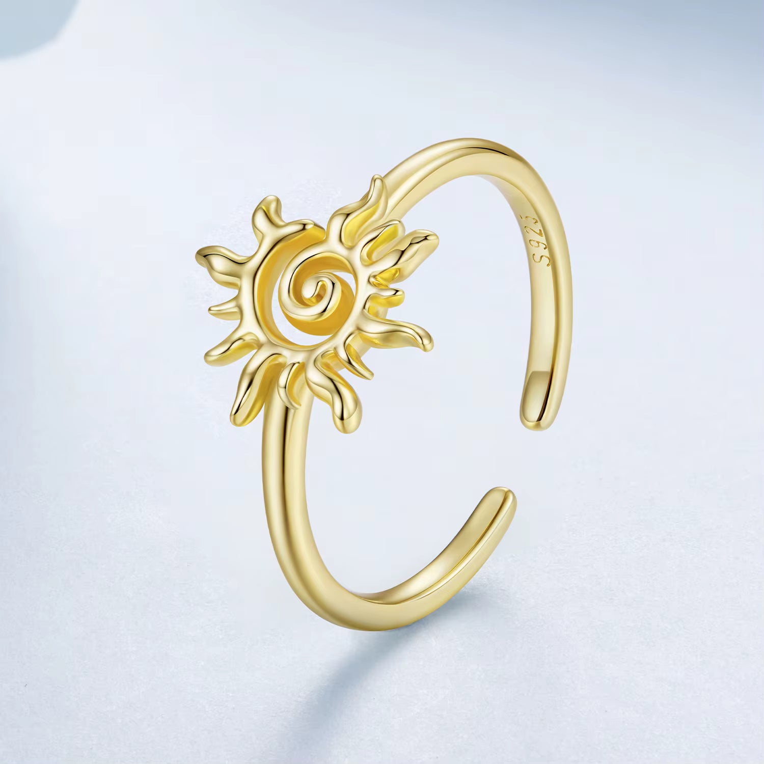 Gold-plated sun ring, 925 sterling silver