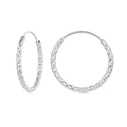 “Engraved Hoop” 925 Silver Earrings