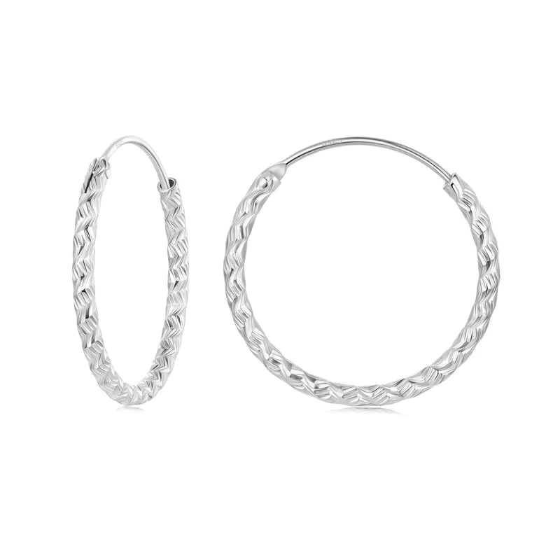 “Engraved Hoop” 925 Silver Earrings