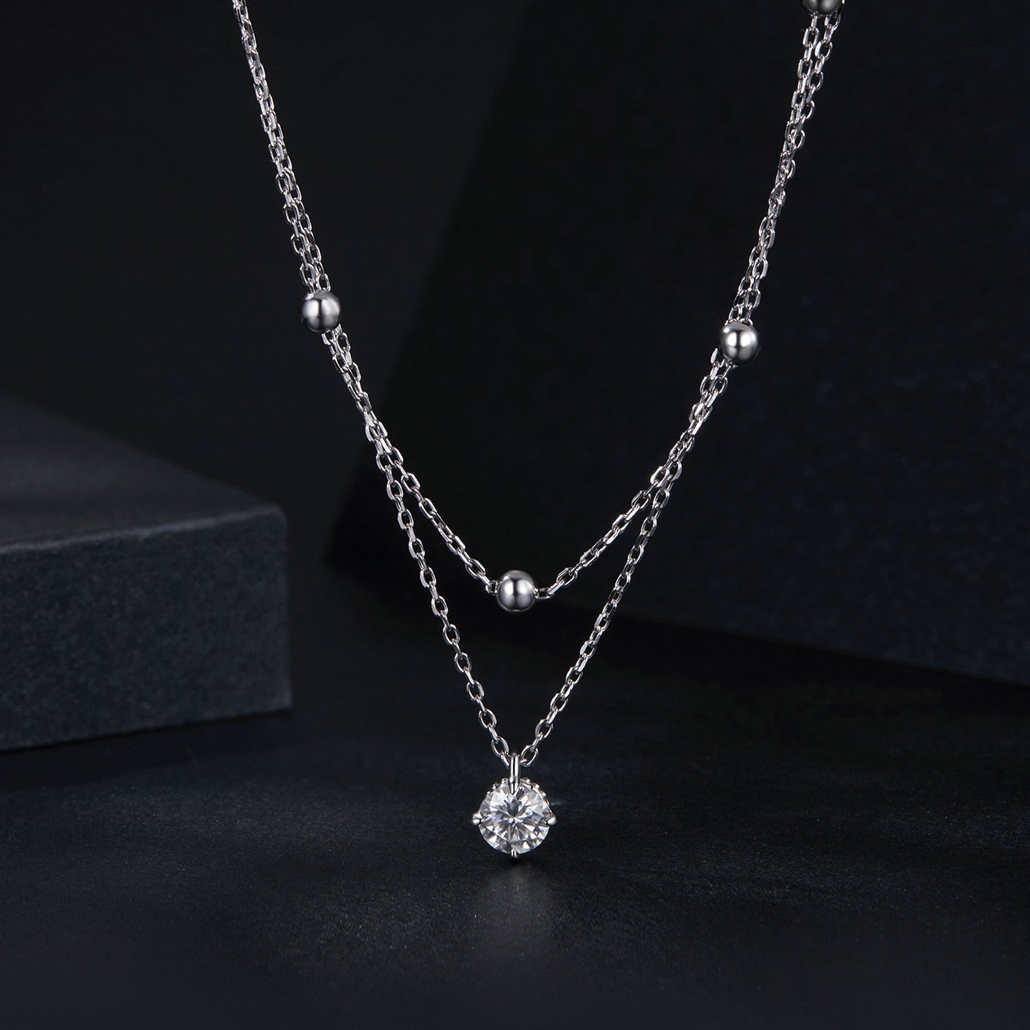 Dangling Moissanite 925 Silver Necklace