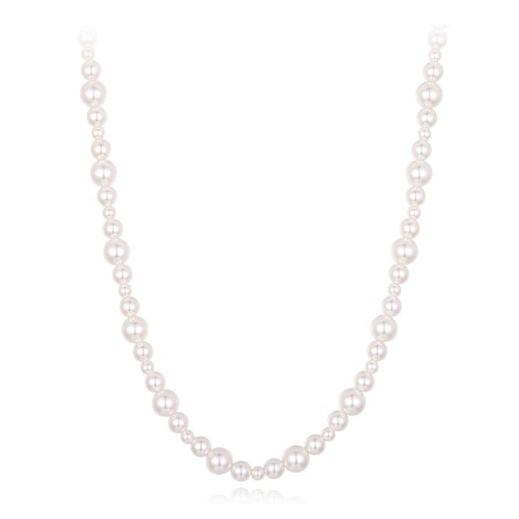 عقد لؤلؤ أبيض كلاسيك فضة عيار 925