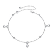 Dangling Hearts 925 Silver Anklet