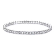 925 Silver Classic Flexible Tennis Bangle with Wide Stones