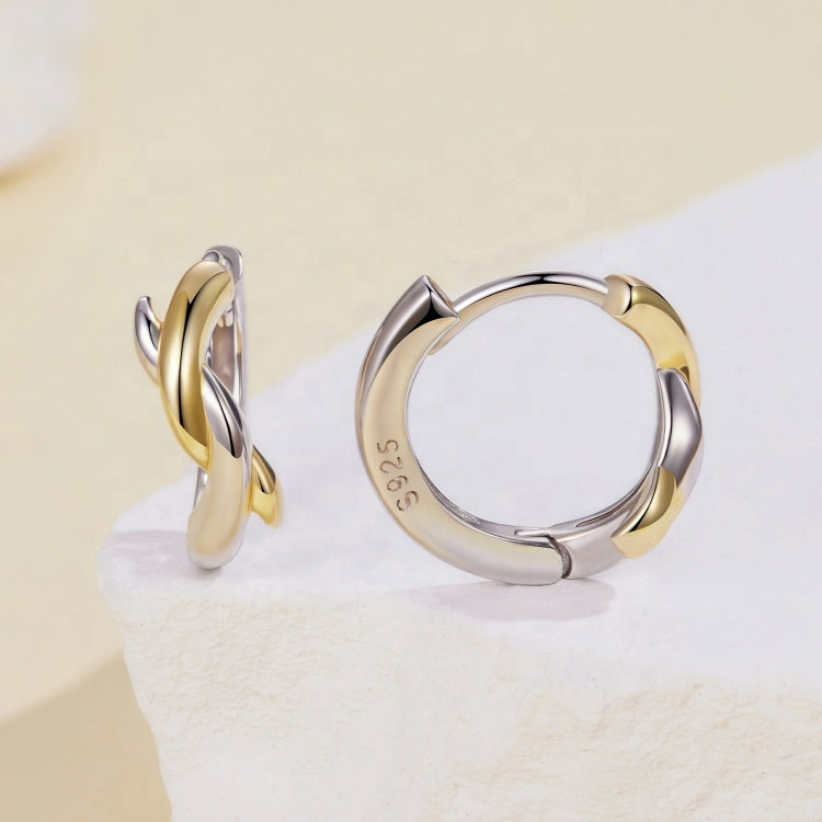 925 silver two-tone (silver and gold) earrings