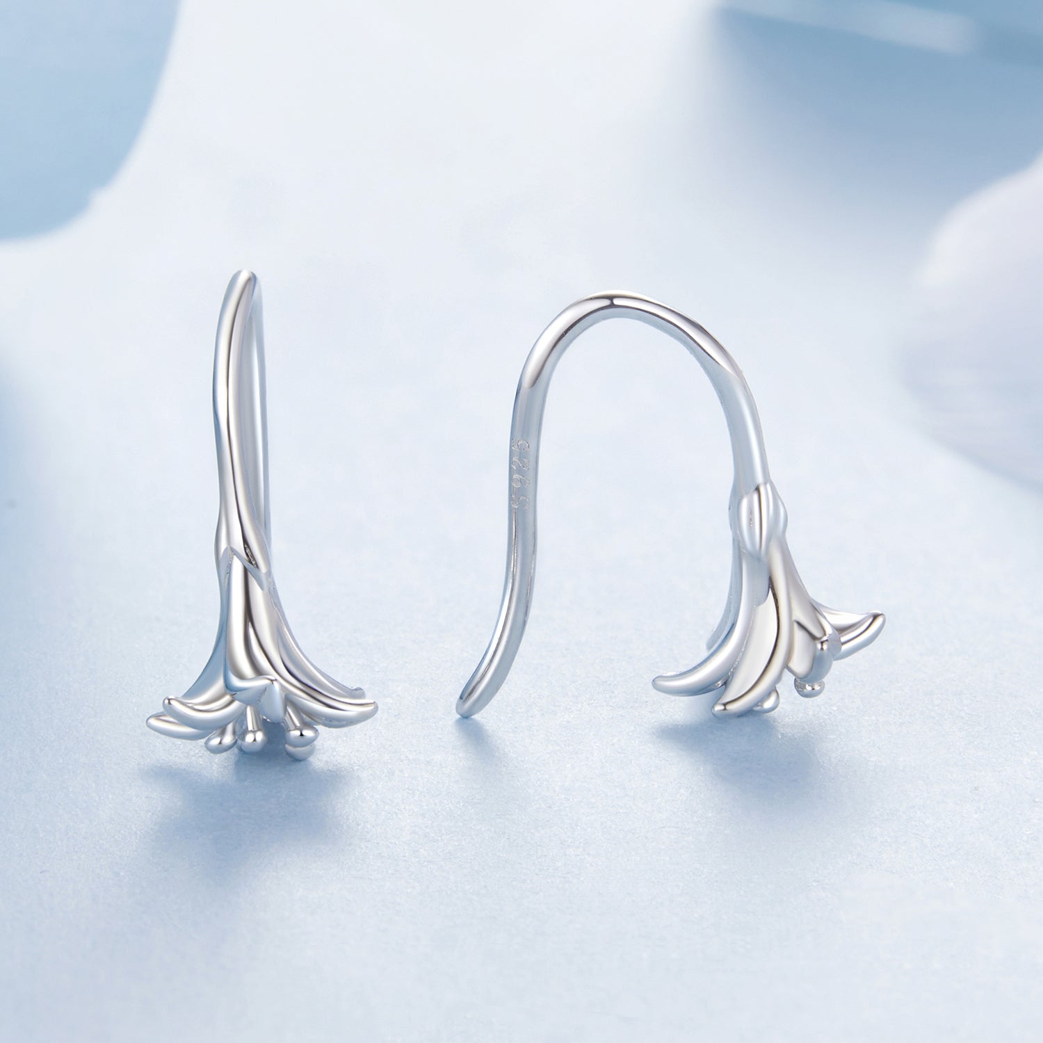 925 Silver Lily Flower Hook Earrings