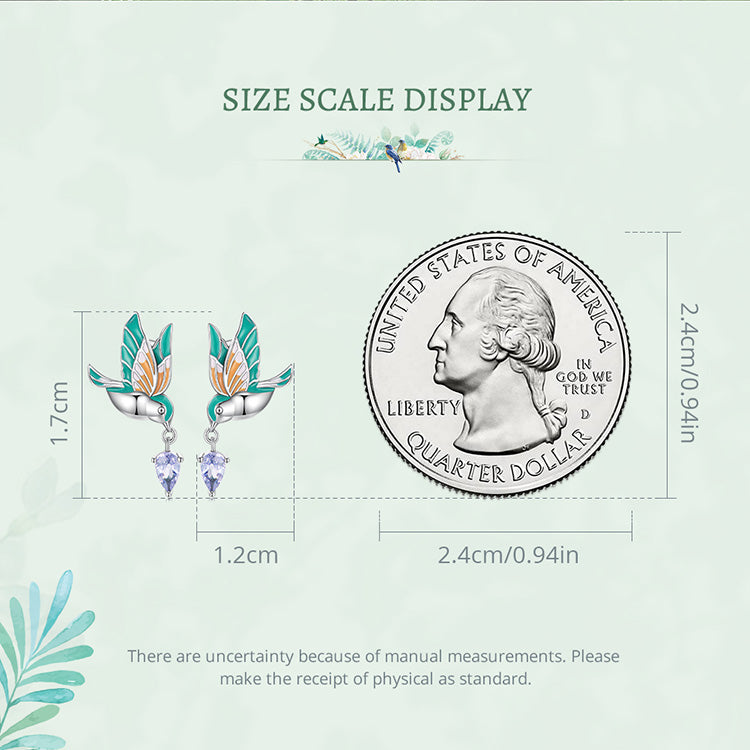 925 Silver Colorful Kingfisher Earring