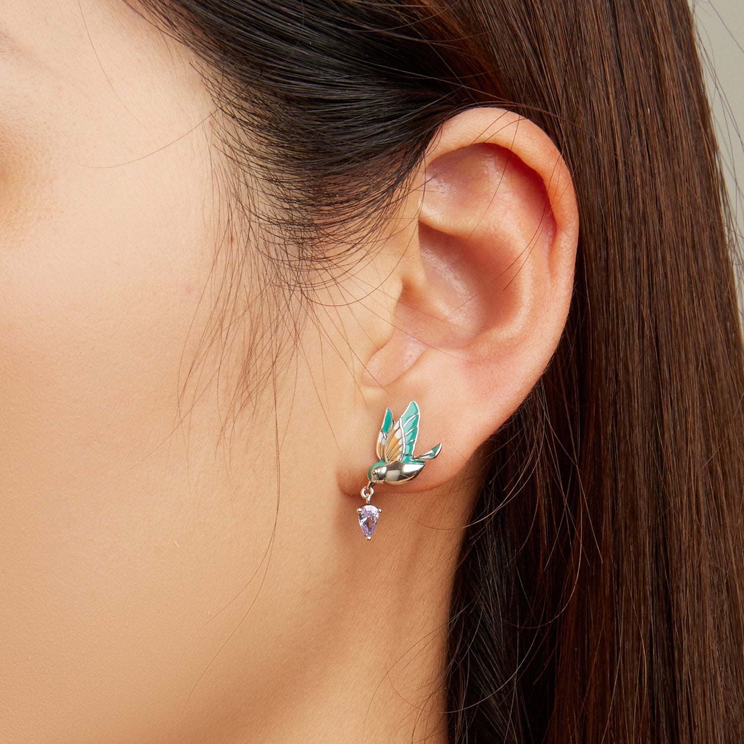 925 Silver Colorful Kingfisher Earring