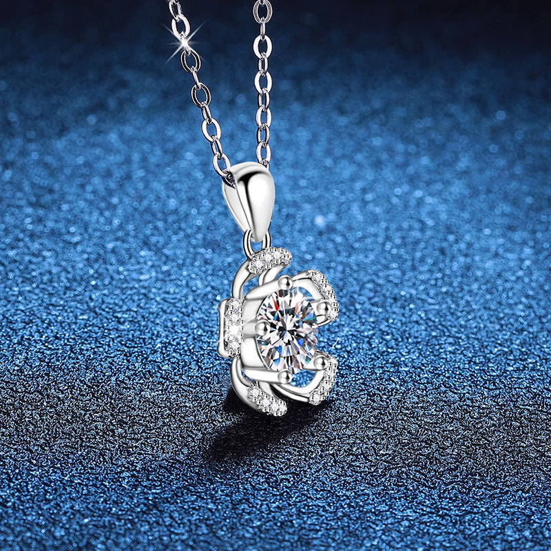 Moissanite Flower 925 Silver Necklace