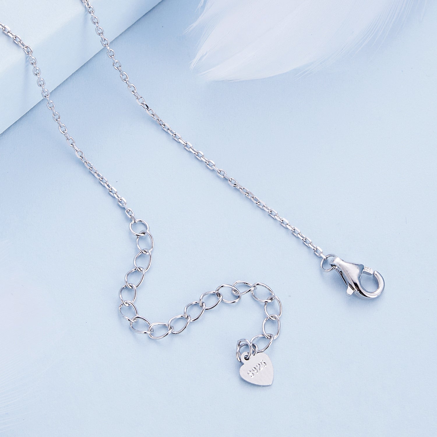 عقد هلال ونجمة بحجر أزرق فضة عيار 925