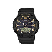 Casio Men's Analog-Digital Watch – Black Case with Gold Accents & Black Resin Strap