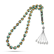 Kuk rosary, inlaid with silver and fungi, 33 beads