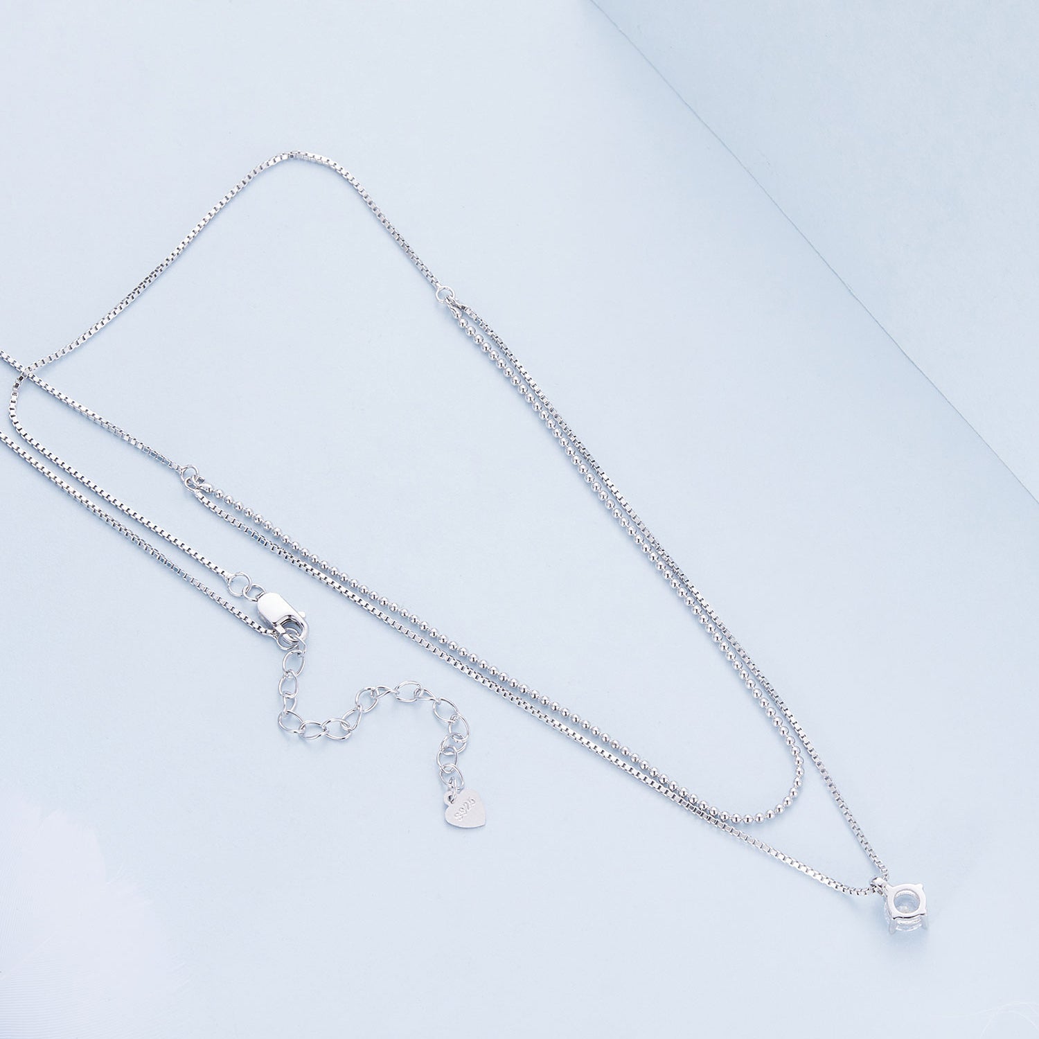 Layered Zircon 925 Silver Necklace