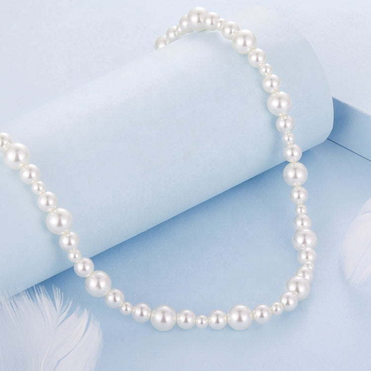 عقد لؤلؤ أبيض كلاسيك فضة عيار 925
