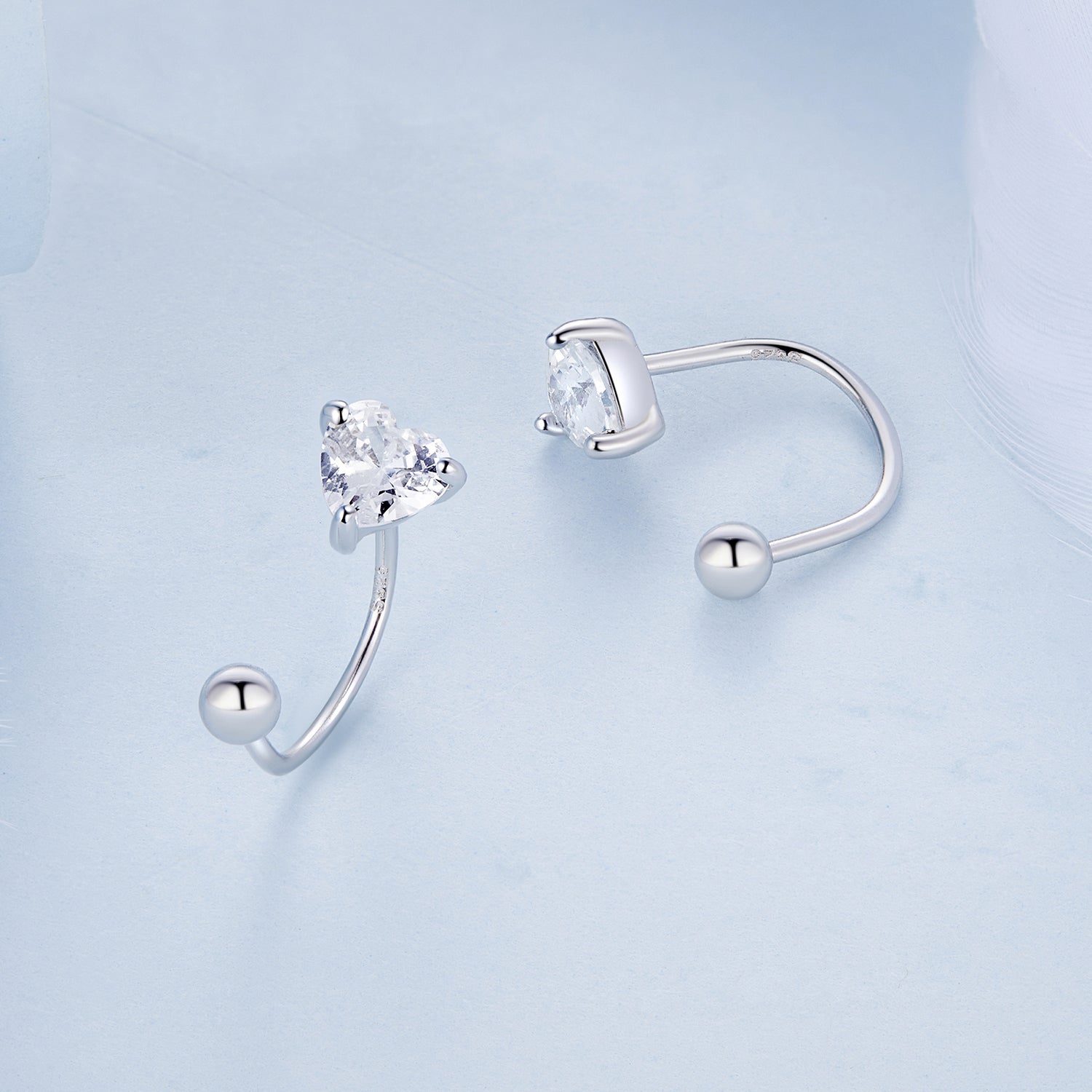 925 Silver Heart U Earring