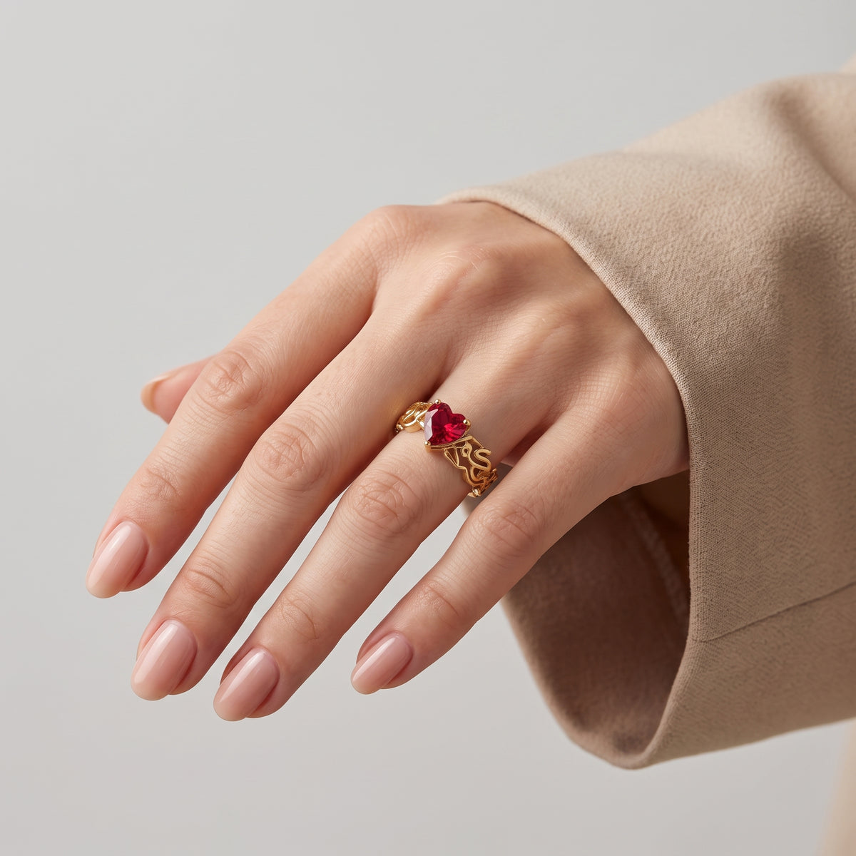 "W Ja'ala Baynakom Mawadda Wa Rahma" Red Stone Ring