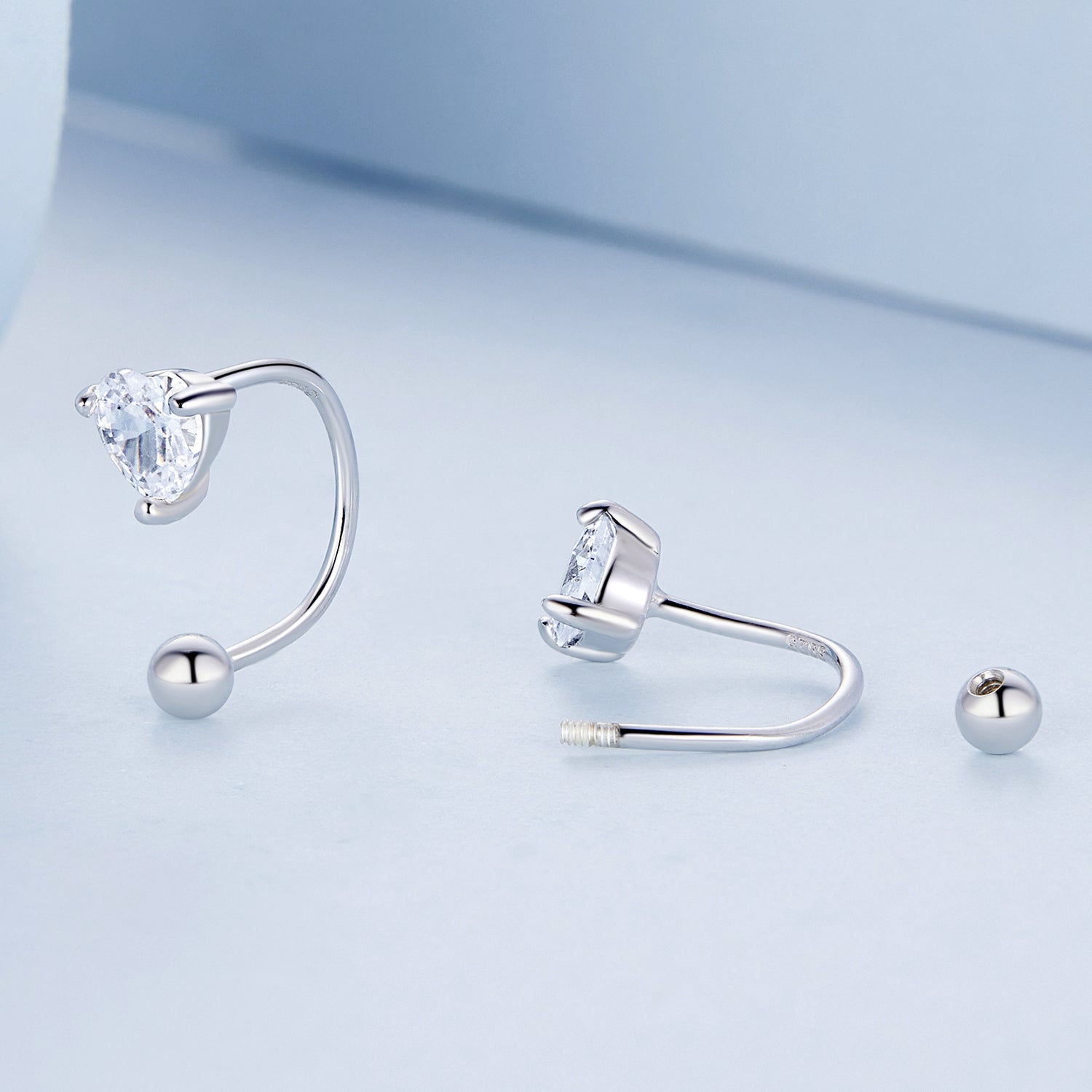 925 Silver Heart U Earring