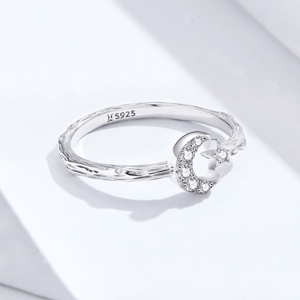 Moon and Star Ring – 925 Silver