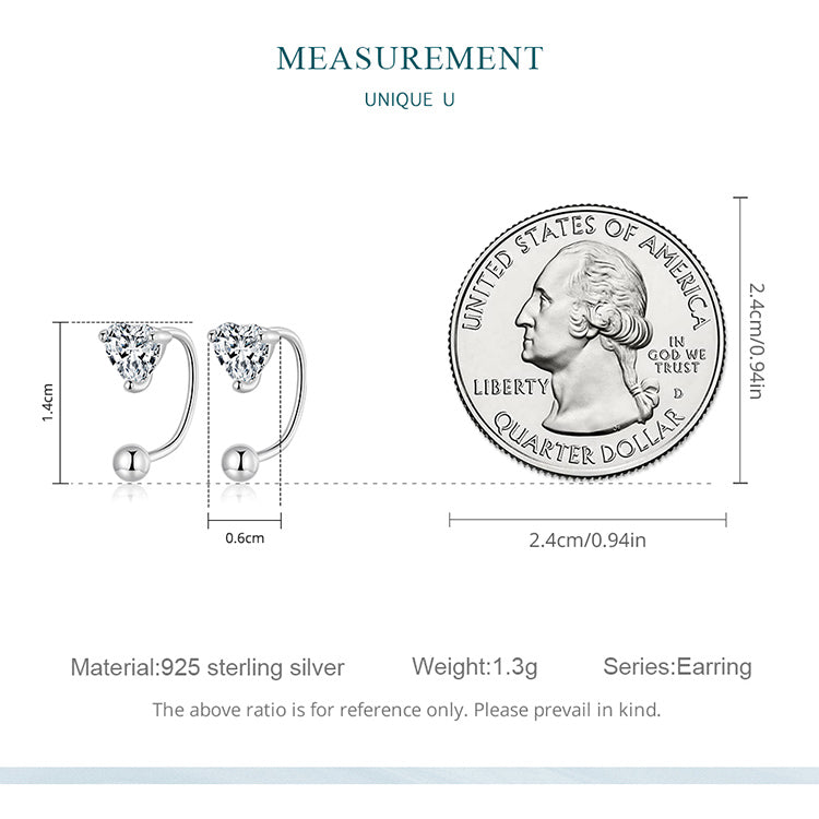 925 Silver Heart U Earring