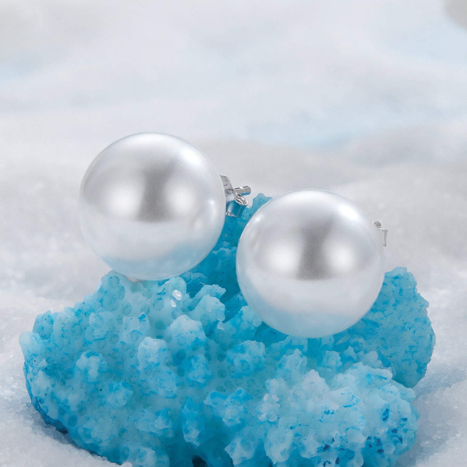 925 silver plain round pearl earrings