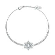 Silver bracelet with a flower design encrusted with stones – 925 silver