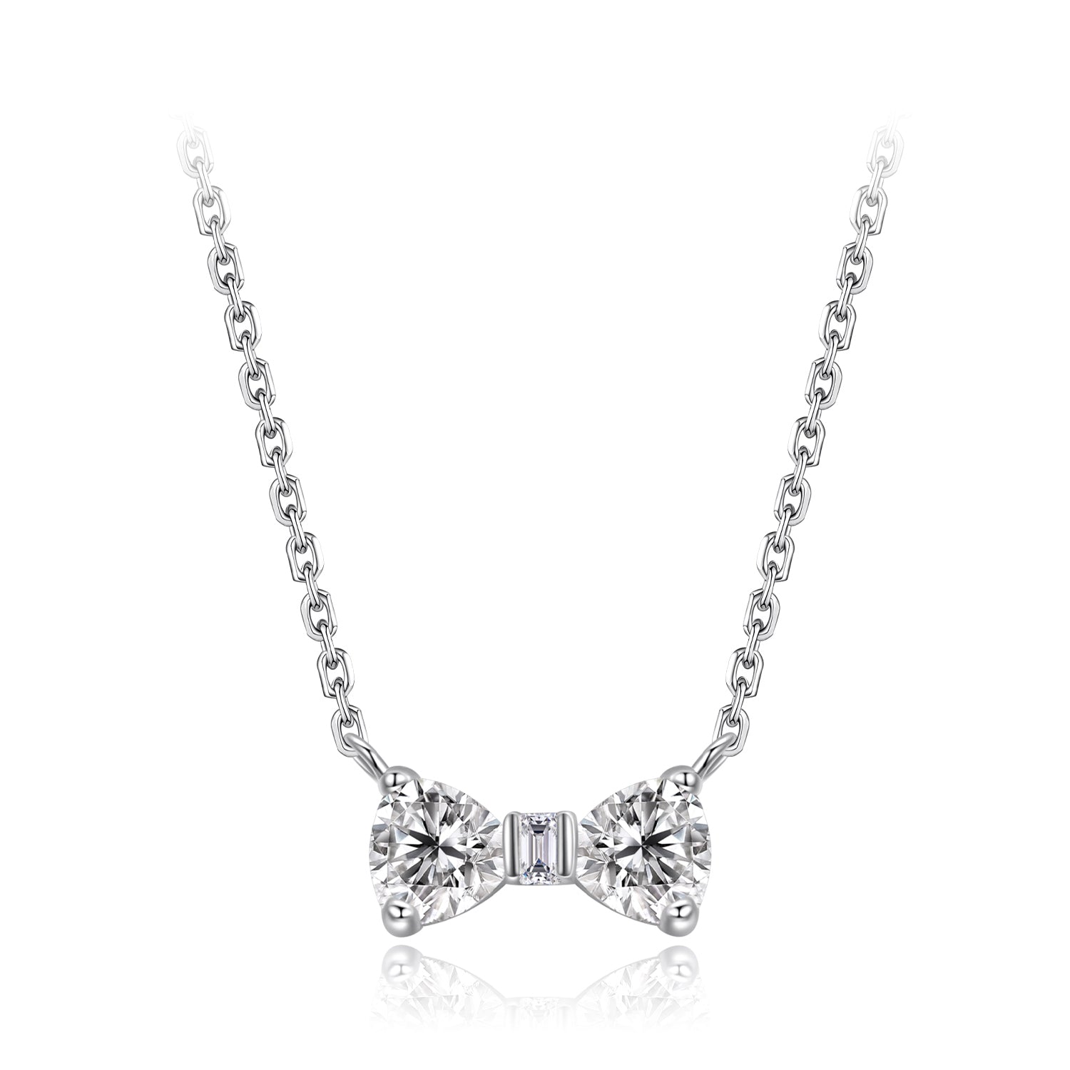 925 Silver Sparkling Bow Necklace
