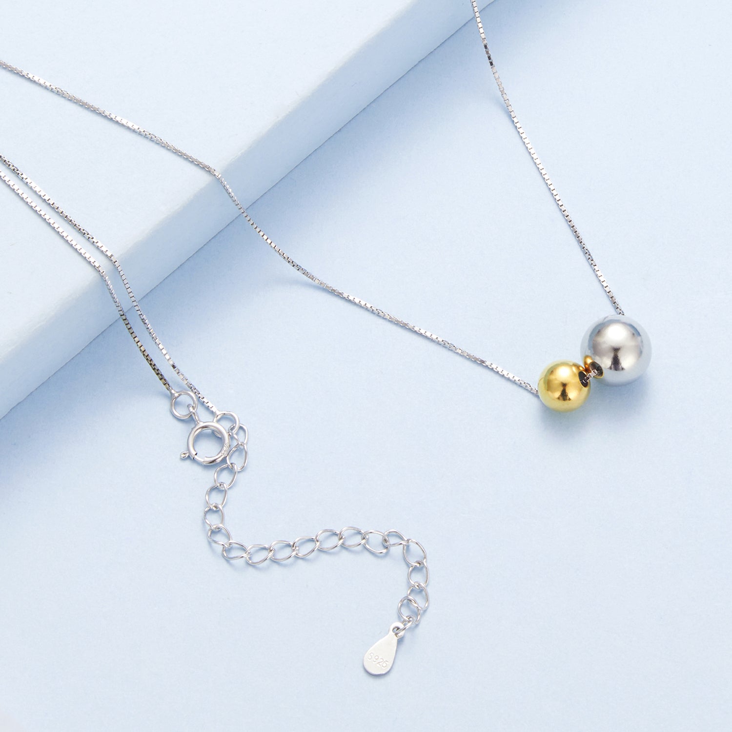 Dual Sphere 925 Silver Necklace