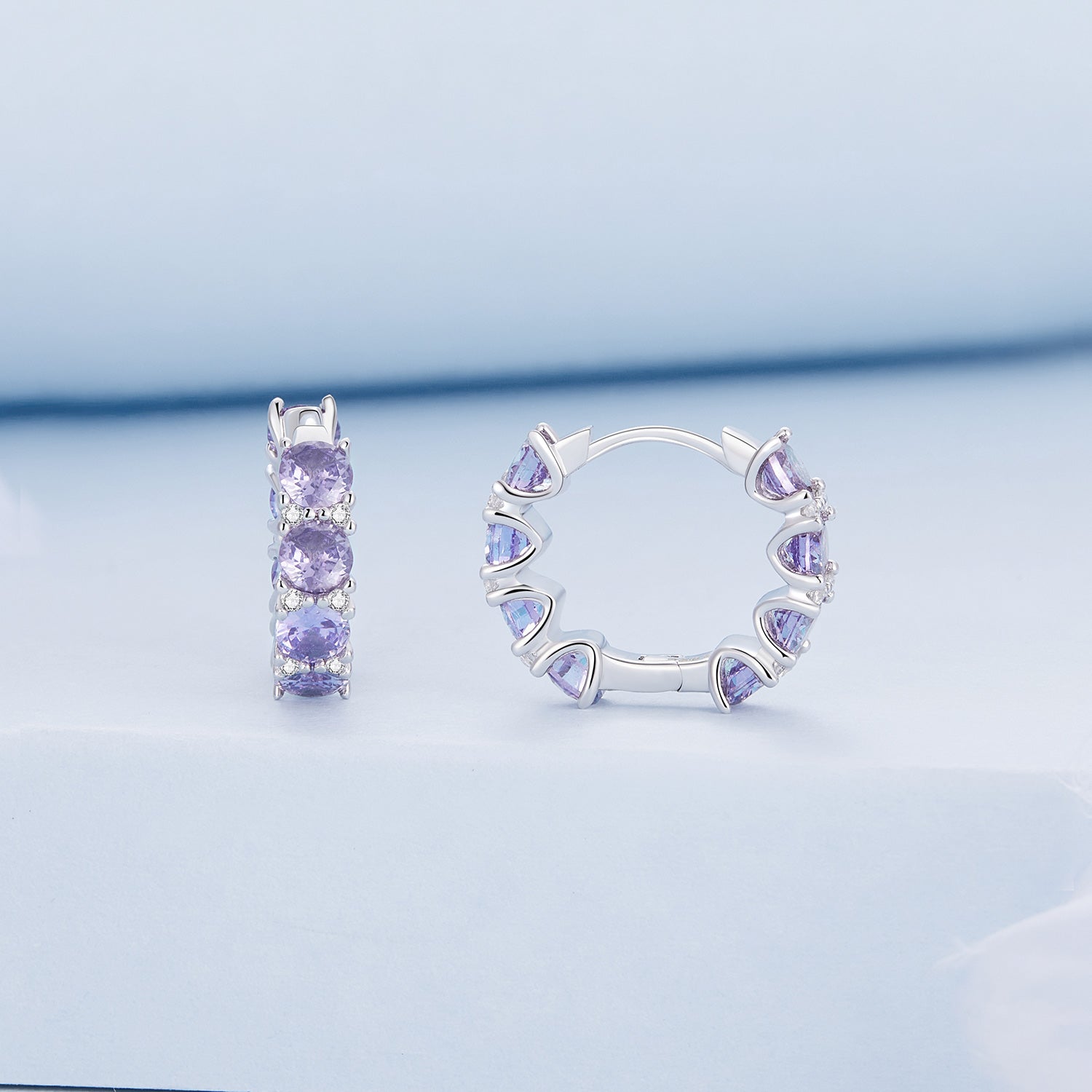 "Purple Glow" 925 Silver Earrings 
