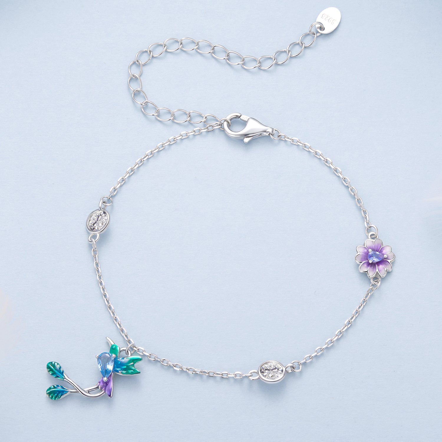 Colorful Bird 925 Silver Bracelet