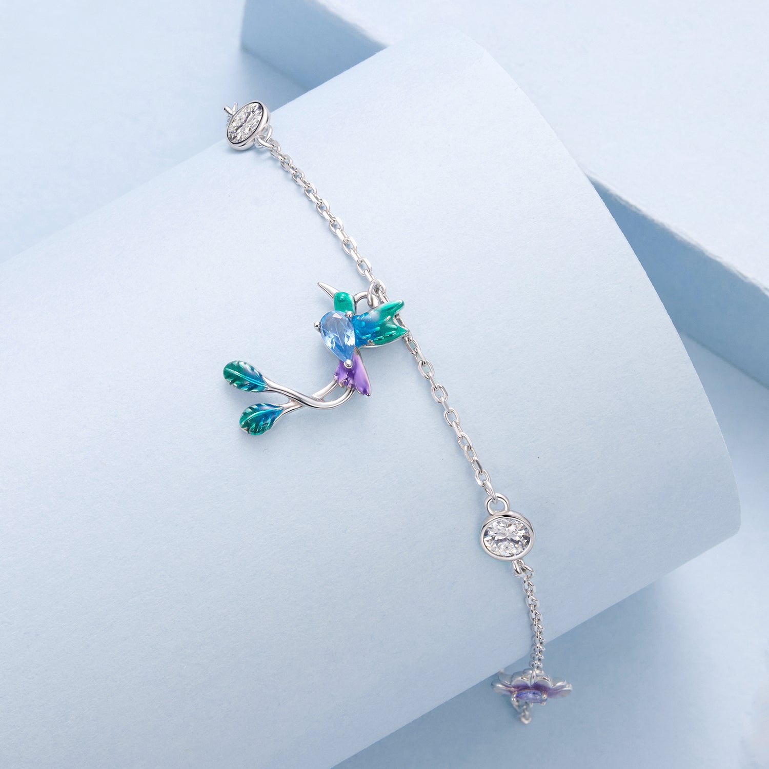 Colorful Bird 925 Silver Bracelet