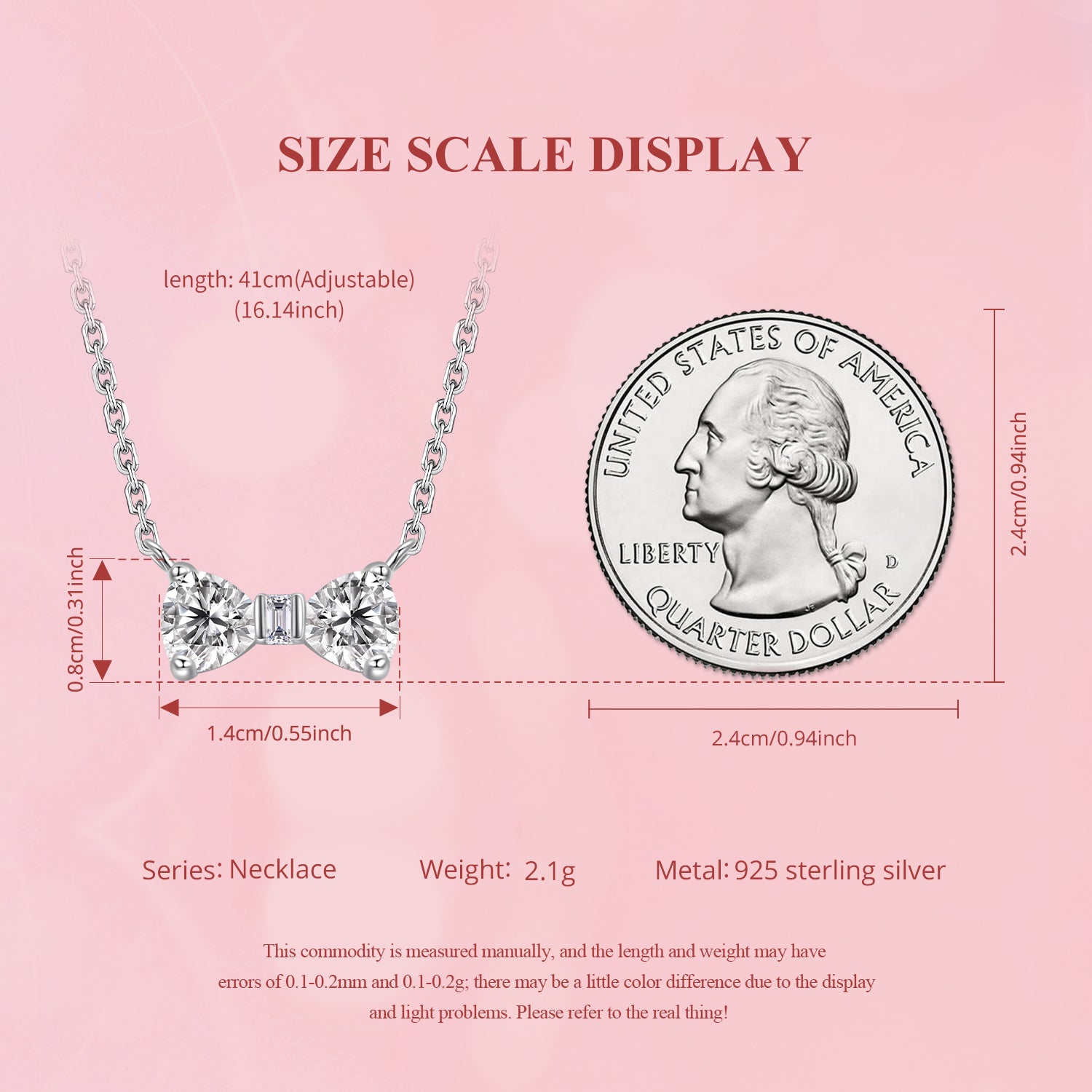 925 Silver Sparkling Bow Necklace