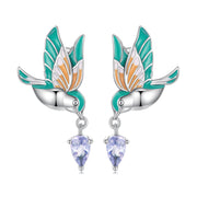 925 Silver Colorful Kingfisher Earring