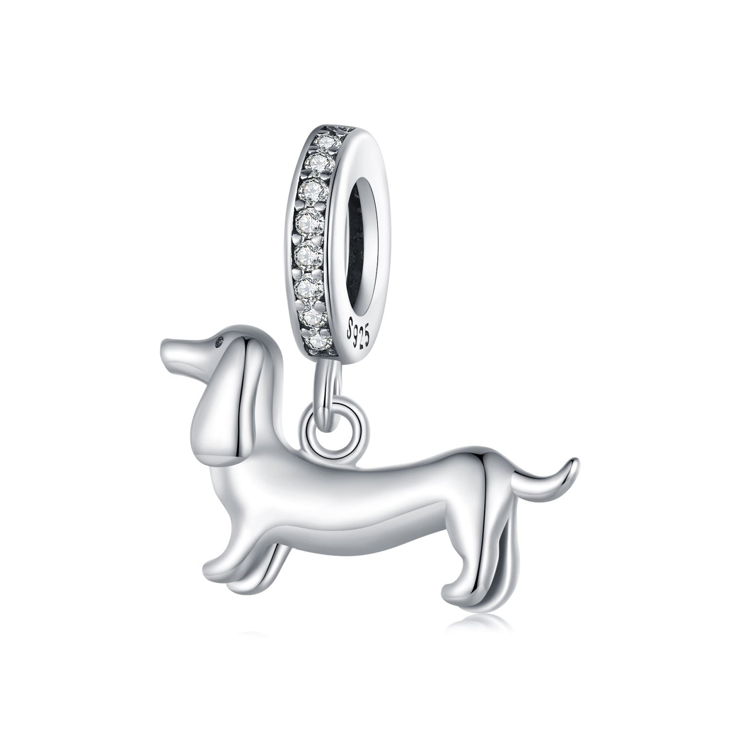 Dachshund Dog 925 Silver Bracelet Charm