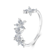 خاتم فضة عيار 925 بتصميم زهور مرصعة