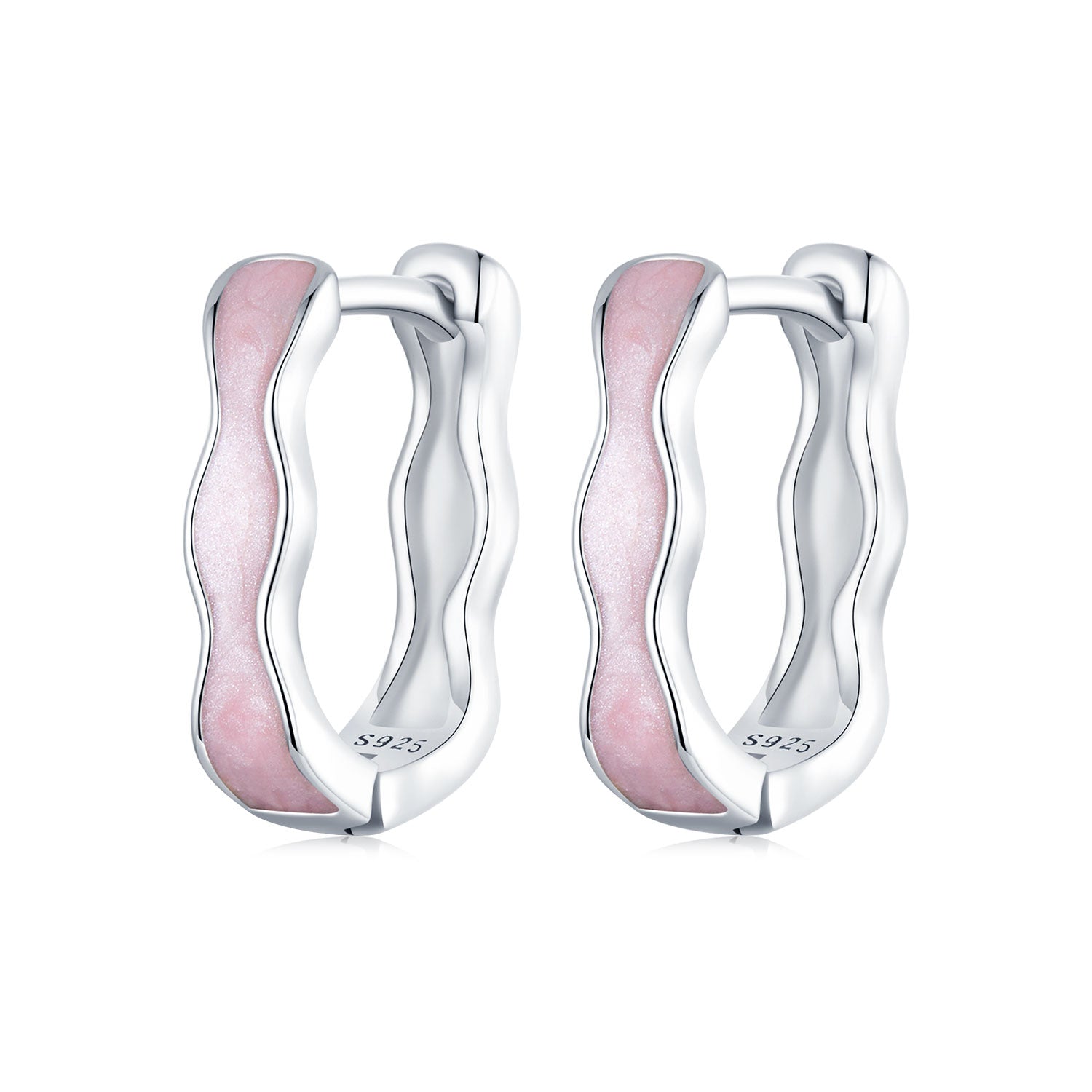 “Soft Pink Wave” 925 Silver Earrings