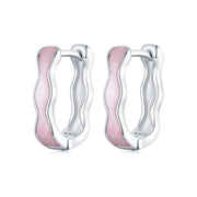 “Soft Pink Wave” 925 Silver Earrings