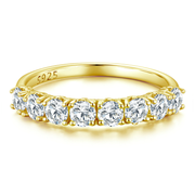 Elegant moissanite ring, gold-plated 925 silver