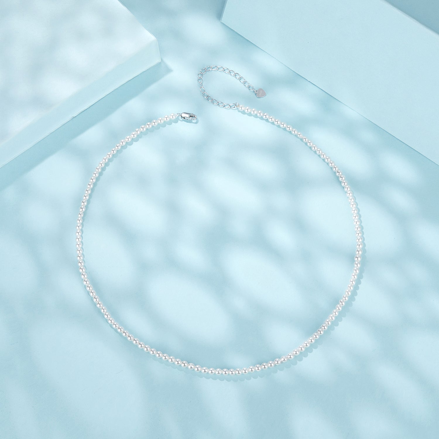 عقد فضة عيار 925 بحبات لؤلؤ صغيرة
