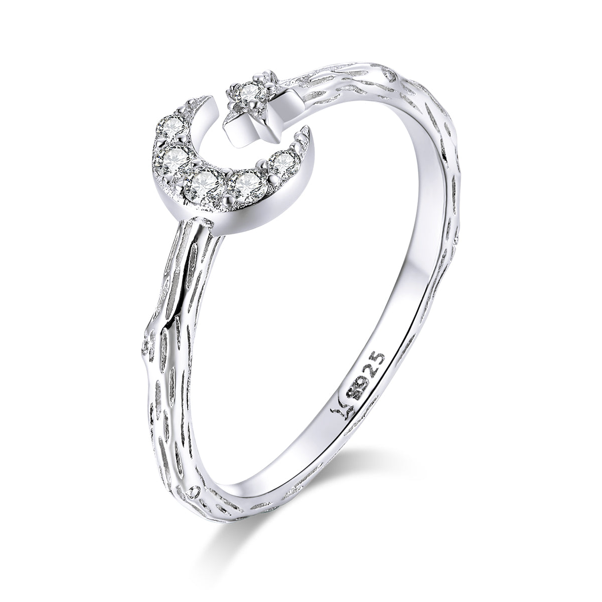 Moon and Star Ring – 925 Silver